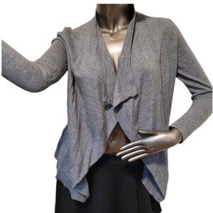 Max Studio 100 Extra Fine Merino Wool Grey Cardigan Size XS